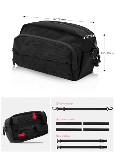 Nilkatss Motorcycle Handlebar Bag, Black Storage Tool Bag, Universal Fit for Cruiser, Sportster, Dirt Bike, Bicycle