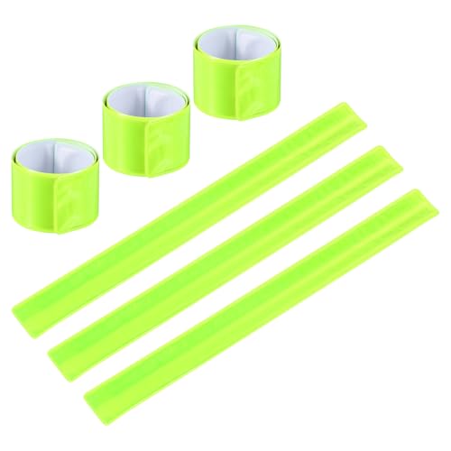 PATIKIL Reflective Slap Bands, Reflector Band Snap Bracelet Armbands High Visibility Safety Reflectors Wrist Strap Strips for Night Jogging Cycling Running - color: Fluorescent Green