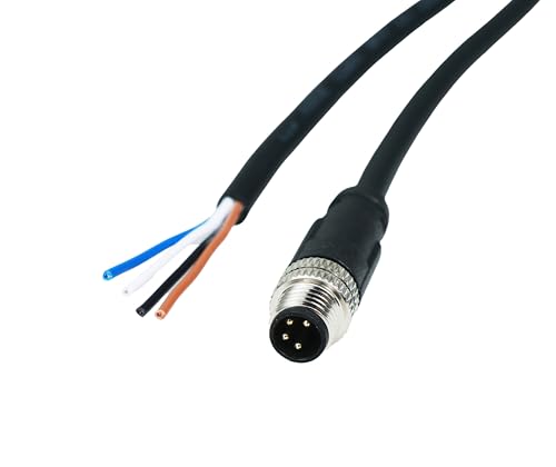 M8 4-Pin Male Connector Cable, A-Coded Straight Circular Industrial Molded Cable, IP67 Waterproof Unshielded PVC Wire, 60V 3A AC/DC, AWG24 - size: 2m, style: 4 Pin Male