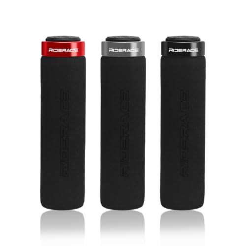 Bike Handlebar Grips,Single Lock On Anti-Slip Foam Mountain Bike Grips,Shock-Absorbing Comfortable,for MTB/BMX/Folding Bicycle - color: gray and black