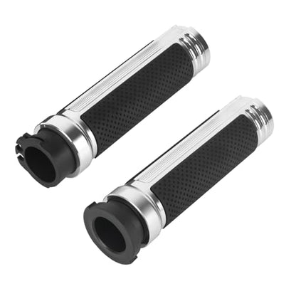 Motorcycle 1" Hand Grips Handlebar Grips Cable Throttle Fit for Harley Touring Street Glide Road King Road Glide Electra Glide Dyna Softail - color: #7 Chrome