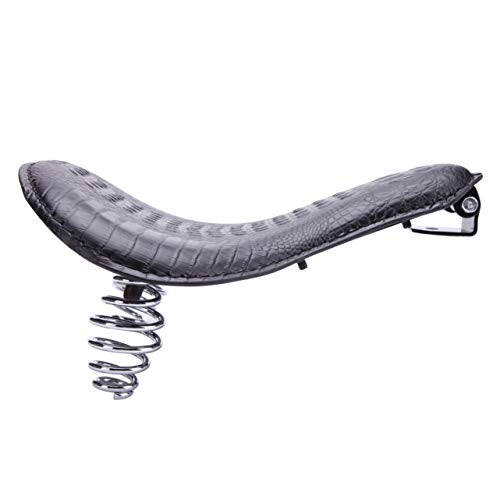 13" Black Crocodile Skin Motorcycle Leather Driver Seat Cushion for Harley Davidson Sportster Chopper Bobber (Black-Crocodile) - color: Black-Crocodile