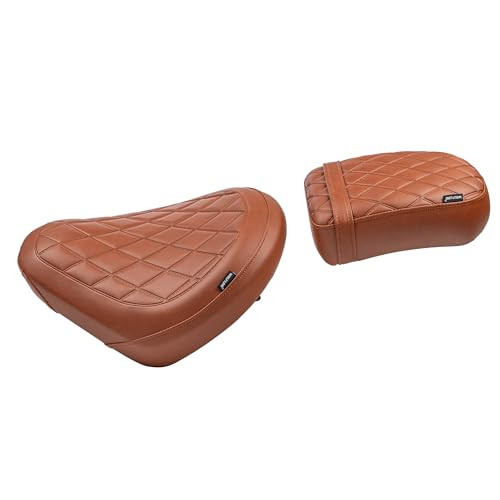 Motorcycle Rider & Passenger Comfort Seat Fit for Rebel 1100 CMX1100 2021 2022 2023 2024 2025 2026, Front Rear Solo Saddle Back Cushion Pillion Pad, Brown Embossing - color: Front & Rear - Brown-B