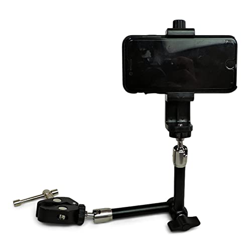 Universal Smartphone and Action Camera Mount for Small Diameter Tubing (3/4" to 1.5") – Machined Aluminum Holder with Quick-Adjust Arm for Outdoor, ATV, UTV, Boats, and Tree Stands