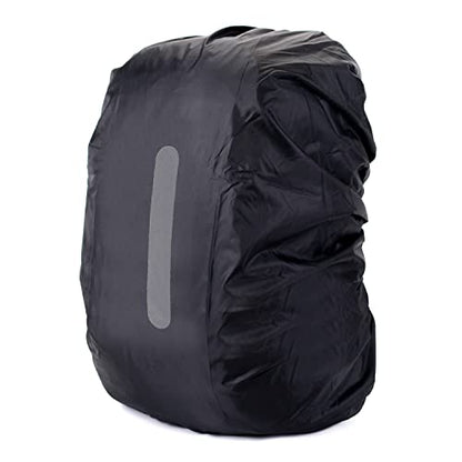 Backpack Rain Cover with Reflective Strip,1-Piece Medium (M) Fitted Water-Resistant Shell for Commuting and Outdoor Travel in Black