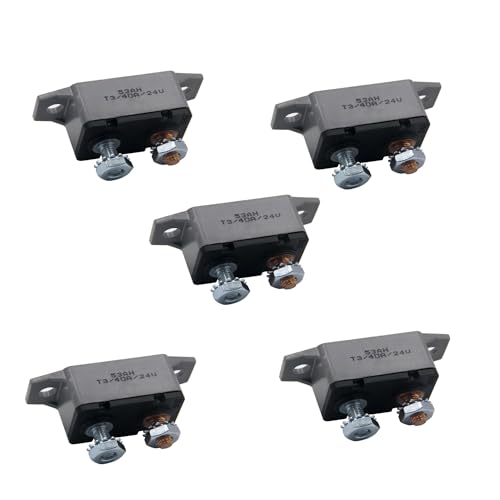 ZOOKOTO 5pcs 12-24V 40 Amp ATV Stud Bolt in Resettable Circuit Breaker Fuse Holder 40A - color: 5Pcs, size: 40A