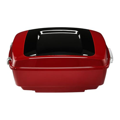 TCMT King Motorcycle Trunk Fit for Harley Touring 2014-2025 CVO Road King Road Glide Street Glide Electra Glide Ultra Limited Pack Billiard Red/Vivid Black - color: Billiard Red/Vivid Black(No Speaker Holes)