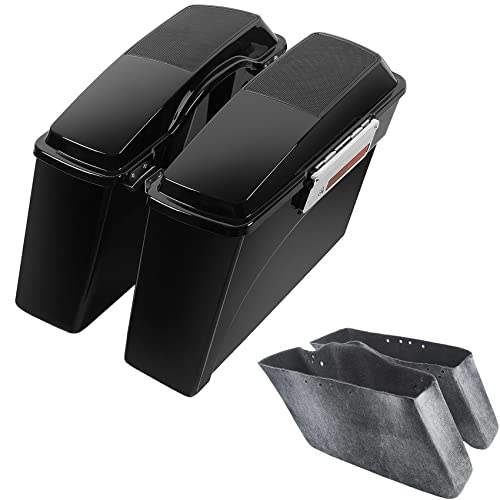 TCMT Hard Saddlebags Trunk W/ 6x9 Speaker Lid Latch Key & Liners Carpet Insert Fits For Harley Touring Models CVO Road Glide Road King Street Glide Electra Glide Ultra Classic 1994-2013 - color: 6x9" Dual Speaker Lid Chrome Lacthes
