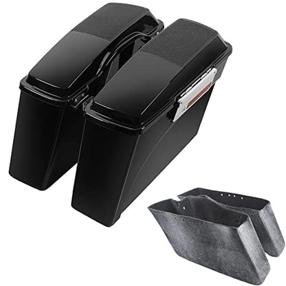 TCMT Hard Saddlebags Trunk W/ 6x9 Speaker Lid Latch Key & Liners Carpet Insert Fits For Harley Touring Models CVO Road Glide Road King Street Glide Electra Glide Ultra Classic 1994-2013 - color: 6x9" Dual Speaker Lid Chrome Lacthes