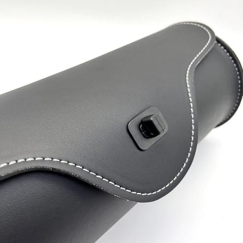 Universal PU Leather Motorcycle Fork Bag Saddlebag, Black with Mounting Straps Motorbike Tool Pouch Tail Rack Storage Bag