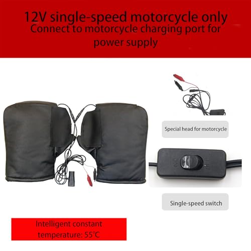 Motorcycle Heated Handlebar Mittens, Motorcycle Heated Grips Cover Pad Gloves | Water Resistant Heated Motorcycle Handlebar Muffs Temperature Adjustable Handlebar Grips for Cycling