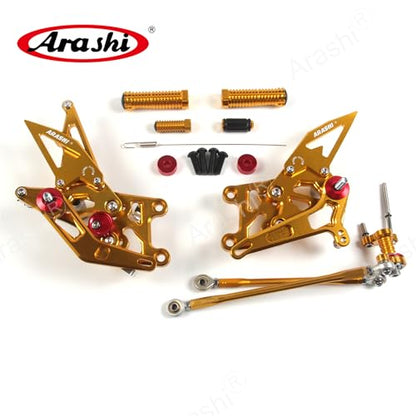 Arashi Version 2.0 Adjustable Rearsets for Honda CBR600RR 2007-2008, Gold - color: Gold, size: CBR600RR 2007-2008
