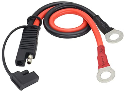 HCFeng10AWG SAE to O Ring Terminal Cable SAE to 2-Pin Quick Disconnect O Ring Terminal Harness Plug Adapter S-A-E Battery Extension Cable for 12V/24V Motor, ATV, Lawn Mower, Cars[30CM/1ft]