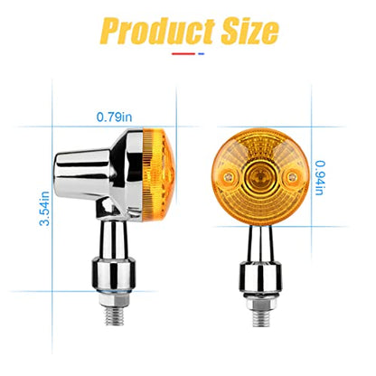 Motorcycle Round Turn Signal Lights, 4PCS 12V LED Bulbs Blinker Direction Indicator Lamp, Universal for Honda Shadow Suzuki Kawasaki Harley Yamaha (Silver/4PCS) - size: Silver/4PCS