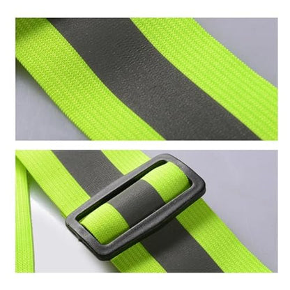 2 PcsReflective Belt Adjustable Waist Strap High Visibility Safety Reflective Gear for Cycling Jogging - color: Green