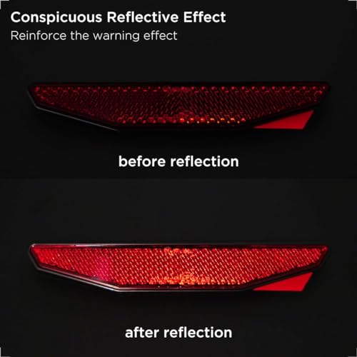 evermotor 2 Packs Motorcycle Trapezoidal Rear Reflector： Self-Adhesive Warning Sticker with Aluminium Plate, High-Visibility Safety Reflectors for Motorcycle, Bicycle, Scooter, ATV - Waterproof - size: 125*46mm