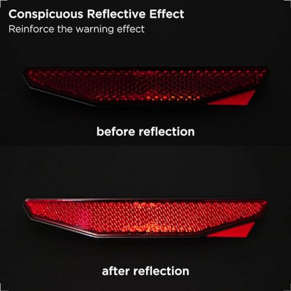 evermotor 2 Packs Motorcycle Trapezoidal Rear Reflector： Self-Adhesive Warning Sticker with Aluminium Plate, High-Visibility Safety Reflectors for Motorcycle, Bicycle, Scooter, ATV - Waterproof - size: 125*46mm