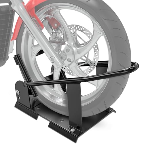 Nilight Motorcycle Wheel Chock 1800 lbs Capacity Wheel Cradle Holder Heavy-Duty Standard Steel Motorcycle Front Wheel Stand with 3 Adjustable Holes for 15"-21" Off-Road Motorcycles Black - color: Motorcycle Front Wheel Stand 15"-21"