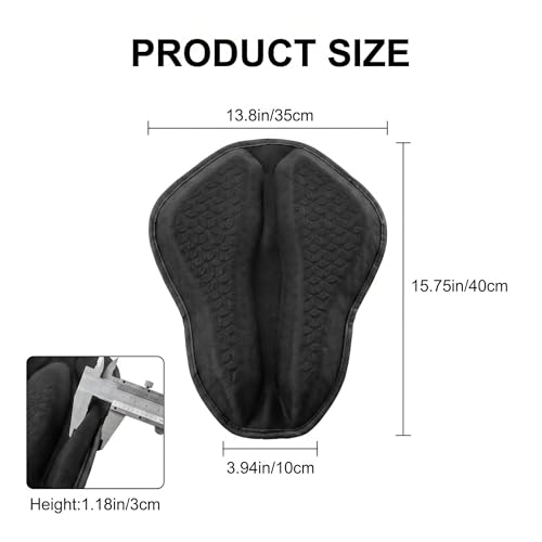 Upgraded Motorcycle Gel Seat Cushion, Universal Motorcycle Seat Pad, Shake Rider Cushion, Enlarged Ventilation Channels, Large 3D-Honeycomb Structure, Shock Absorption and Breathable for Long Rides