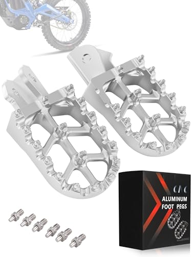 JFG RACING Dirt Bike Foot Pegs,7075 Aluminum CNC Pedals Rests for Surron Light Bee X and S/E Ride Pro S SS SR/CRF150F CRF230F 03-19/CRF250F 19-24/XR150L 15-24/KDX200 83-94-Silver - color: silver
