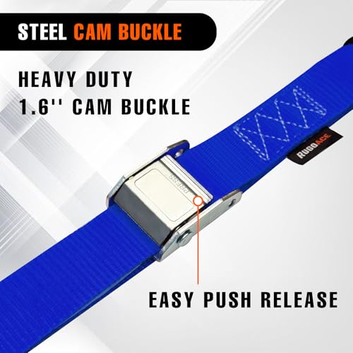 2PK 1.5" x 8FT Motorcycle Tie Down Straps, 3,000lb Break Strength, Heavy Duty Cambuckle, Safety S-Hooks & Soft Loops for Dirt Bike, ATV, UTV, Boat, and Kayak, Durable and Easy to Use, Blue - color: Blue