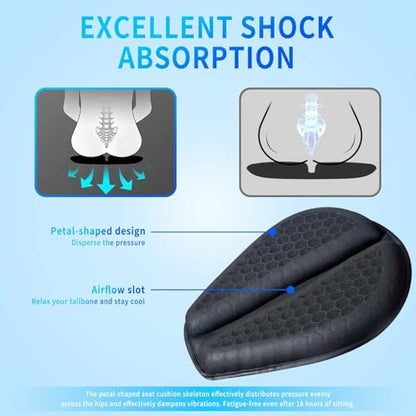 Motorcycle Gel Seat Cushion Moto 3D Honeycomb Waterproof Function Universal Seat Cover Structure Breathable Shock Absorption Reduces Motorcycle Gel Seat Pad for Comfortable Long Rides