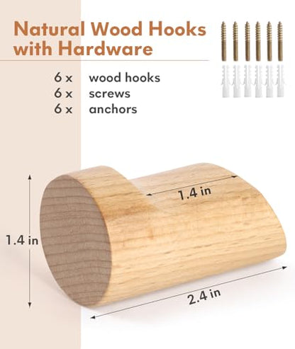 Optish Wood Wall Hooks for Hanging, 4 Pack Hat Hook for Walls, Coat Hook Wall Mount, Backpack Hooks for Walls, Bathroom Towel Hanger (Natural) - color: Natural