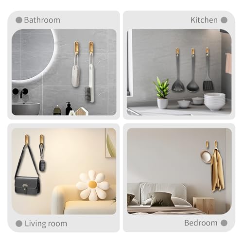 Foldable Wall Hooks, 40lbs Heavy Duty Rustproof Zinc Alloy Folding Coat Hooks, 4PCS Gold Space-Saving Hangers for Bathroom Kitchen Entryway Towels Coats Bags - color: Gold, size: 4 Hooks
