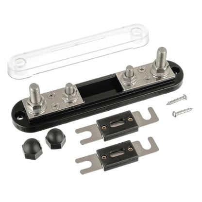 BOJACK ANL Fuse Holder with 600 Amp ANL Fuse, ANL Fuse Block with 2 Pieces 600A ANL Fuse, M10 Stud Terminals Maximum Current 750A, for Trucks, Cars, Ships, etc. - size: 600A