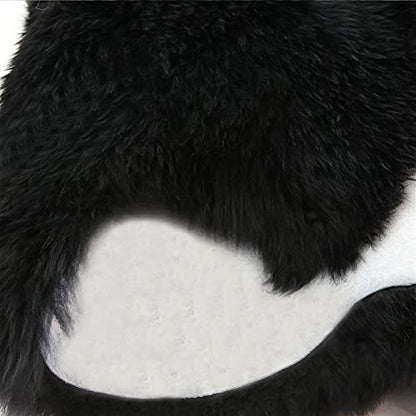 Real Genuine Sheepskin Rug Natural Fur Rug Sheep Skin Rugs Full Sheepskin Rugs Authentic Sheep Skin Throw Lambskin Seat Covers for Chairs Wool Seat Pad Cushion Black (2.3X3.28 ft) - color: 3