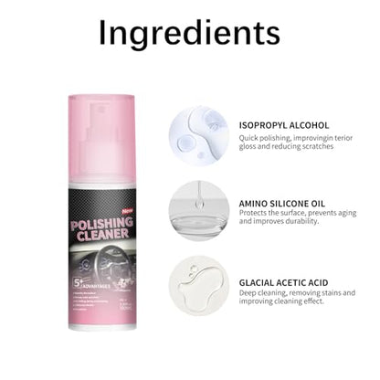 2Pcs Car Interior Cleaner, Polishing Cleaner Detailer Spray. | for Rubber, Leather& More, Multi-Surface Cleaning for Car Interior.
