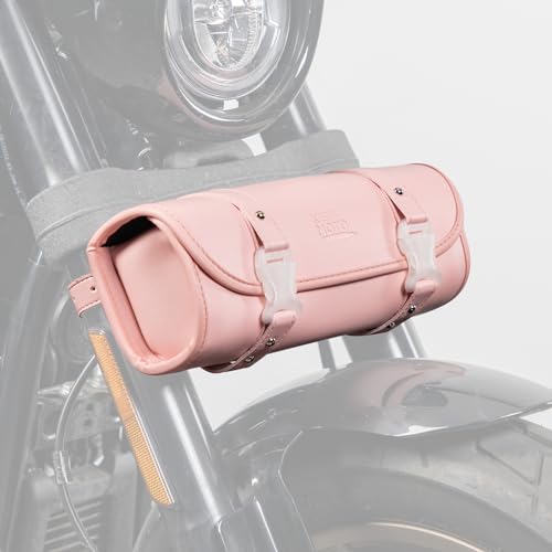 KEMIMOTO Motorcycle Fork Tool bag Bike Handlebar Bag Universal Compatible with Motorcycle Front Forks Handlebar Sissy Bar girls bike Bag pink women bike bag - color: Pink