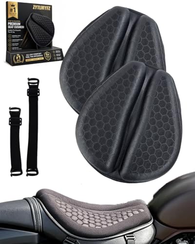 Motorcycle Seat Cushion Gel Pad Passenger Breathable Shock Absorption Waterproof 3D Honeycomb Rider Universal Long Rides Touring Comfort Anti Slip Pressure Relief Soft Durable Cover(Style A(2pcs)) - color: Style A(2pcs)