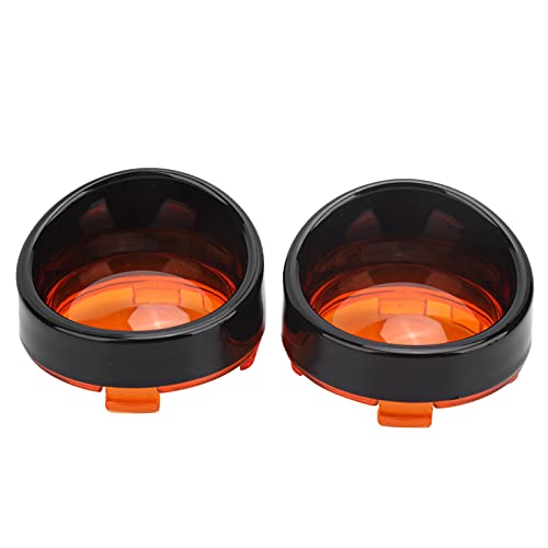 Srliya Motorcycle Turn Signal Light Cover, 2pcs ABS Protective Case with Translucent Lens and Splash Proof Sun Visor for Enhanced Visibility and Scratch Protection (Black Orange)
