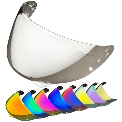 HJ-34P Helmet Visor Replacement for HJC C10.Motorcycle Helmet Shield UV Protection Compatible with HJC C10 (Revo Clear Silver) - color: Revo Clear Silver