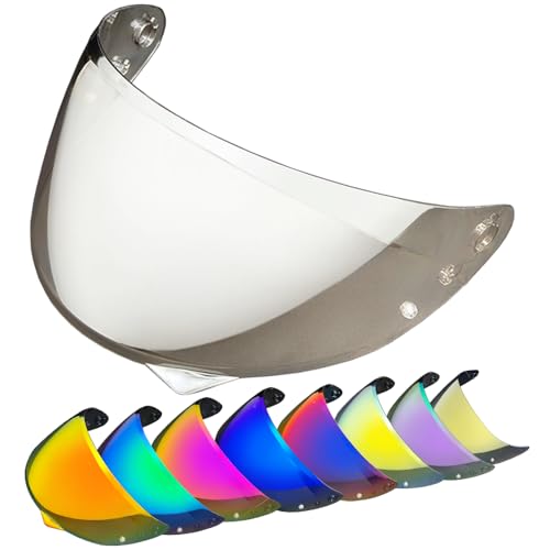 HJ-34P Helmet Visor Replacement for HJC C10.Motorcycle Helmet Shield UV Protection Compatible with HJC C10 (Revo Clear Silver) - color: Revo Clear Silver