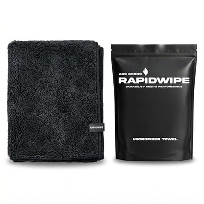 RAPIDWIPE 24" x 36" Ultra Drying Towel 1300 GSM Twisted Loop Microfiber, Super Absorbent, No Streaks or Lint, Double Sided – Reusable Car Wash Towel, Auto Detailing Cloth,