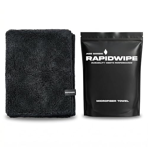 RAPIDWIPE 24" x 36" Ultra Drying Towel 1300 GSM Twisted Loop Microfiber, Super Absorbent, No Streaks or Lint, Double Sided – Reusable Car Wash Towel, Auto Detailing Cloth,