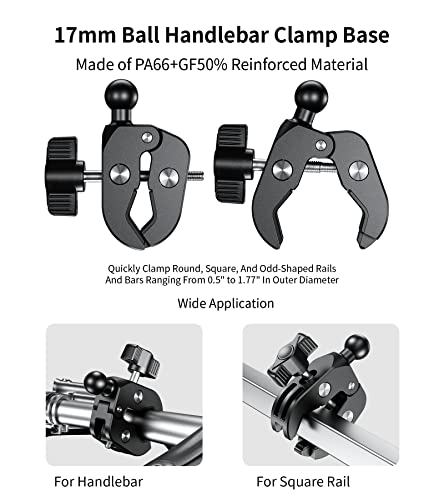 Kewig Motorcycle Phone Mount, Bike Phone Mount Upgrade Quick Install Handlebar Clamp, Bike Phone Holder for Scooter Clip Mount for 4.0-6.9" Phone