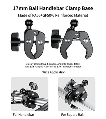 Kewig Motorcycle Phone Mount, Bike Phone Mount Upgrade Quick Install Handlebar Clamp, Bike Phone Holder for Scooter Clip Mount for 4.0-6.9" Phone