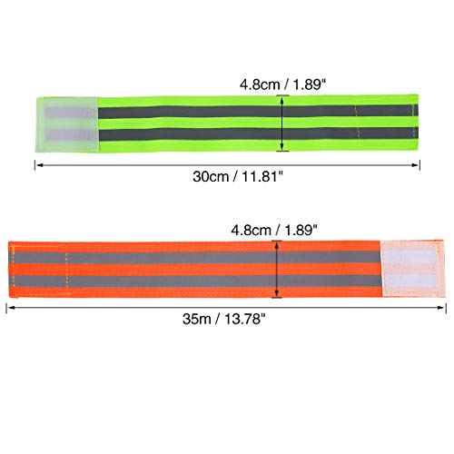 X AUTOHAUX 8pcs Reflective Bands for Arm Ankle Reflective Armbands Slaps High Visibility Night Cycling Riding Reflector Tape Straps Bracelet Orange Green