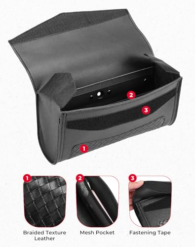 KEMIMOTO Motorcycle Windshield Bag PU Leather Windscreen Studded Pouch Windshield Tool Bag Compatible with Touring Road King Softail 1995-2025
