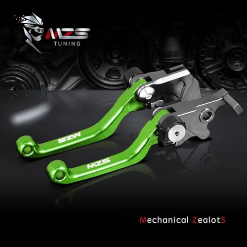 MZS Green Dirt Bike Brake Clutch Levers Pivot Adjustable CNC Compatible with KLX450R KLR 450R 2008-2015 / WR250F 2005-2016 / WR450F 2005-2015 - color: Green, size: WR250F/WR450F/KLX300R/KLX450R