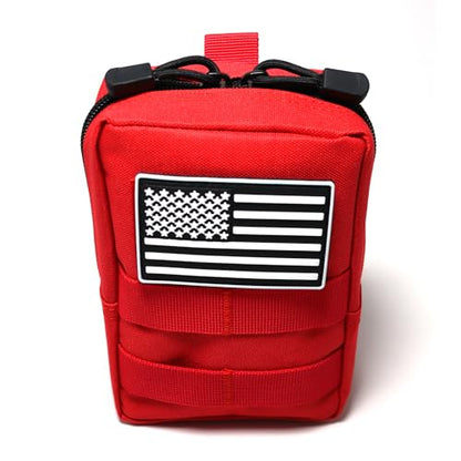 2 Pack Small Molle Pouches - Tactical Compact Water-Resistant EDC Pouch Bag Utility Belt Pouch Waist Pack Bag - color: Red