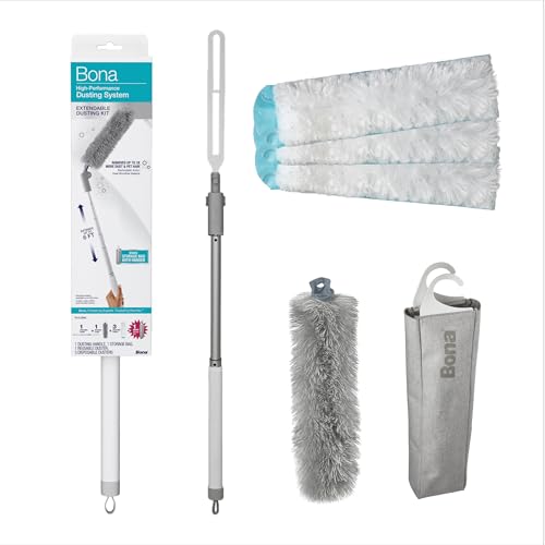 Bona High Performance Dusting System - 1 Extendable Handle, 3 Disposable Dusters, 1 Reusable Duster, & 1 Storage Bag - Extendable Dusting Kit - style: 6' Extendable Dusting Kit
