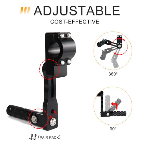Xitomer 22-28mm Highway Peg Mounts Fit for KLR650 Tenere 700 MT07 Adjustable Footpeg Kit Long Angled Mount Kit Engine Guards Crash Bars Footrest Mounting Brackets Arms - size: 130mm