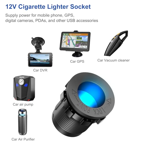 12V USB Outlet Boat Accessories Marine Switch Panel Plug, PD3.0 and Dual QC3.0 USB Ports Aluminum Car Charger with Voltmeter, Lighted 150W Cigarette Lighter Socket and Toggle Switch 3 in 1 DIY Kit - color: Charger+Socket+Switch