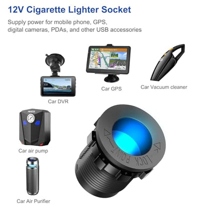 12V USB Outlet Boat Accessories Marine Switch Panel Plug, PD3.0 and Dual QC3.0 USB Ports Aluminum Car Charger with Voltmeter, Lighted 150W Cigarette Lighter Socket and Toggle Switch 3 in 1 DIY Kit - color: Charger+Socket+Switch