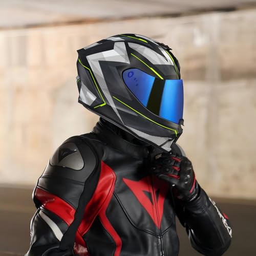 R420 Visor Shield Repalcement, UV Protection Outer Face Helmet Shield Compatible with R420 Motorcycle Accessories (Chrome Blue) - color: Chrome Blue