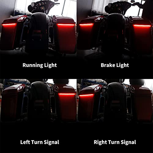LED Saddlebag Lights Fit for Harley Touring Road Glide Street Glide Electra Glide 2014–2024 Running Brake Tail Turn Signal Lamp Sequential Rear Strip - color: Beige Lens